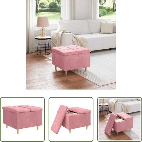 vidaXL Design elegante -  Pouf contenitore con cuscino Rosa 60 x 60 x 45 cm Velluto