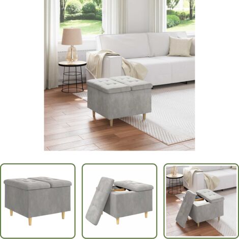 vidaXL Design elegante -  Pouf contenitore Grigio chiaro 60 x 60 x 45 cm Velluto