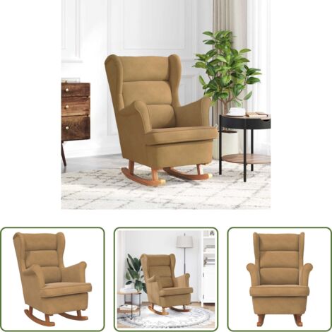vidaXL Design elegante -  Sedia a dondolo con schienale alto in velluto marrone
