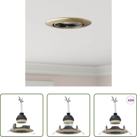 vidaXL Design elegante -  Spotlight 24 pcs Ottone 9 x 9 x 2.5 cm Metallo