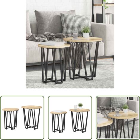 vidaXL Design industriel -  Ensemble de tables d'appoint 2 pcs Chêne Sonoma et noir