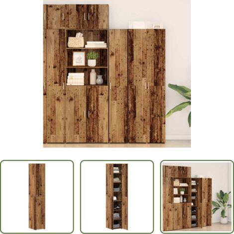 vidaXL Design minimalista -  Credenza 2 pcs Legno vecchio 30 x 42,5 x 185 cm