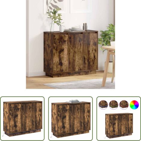 vidaXL Design minimalista -  Madia LED Rovere fumé 90 x 32 x 75 cm Legno multistrato