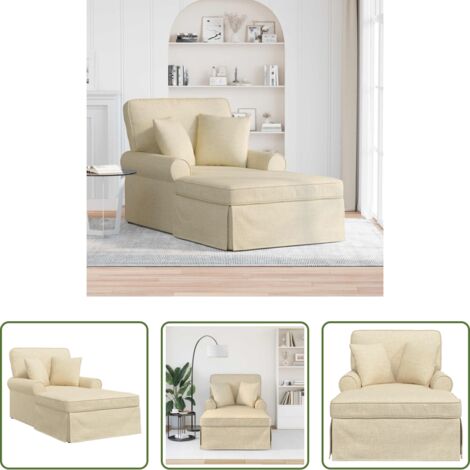 vidaXL Design moderno -  Chaise Longe con Gonna con cuscino 3 pcs Crema Tessuto