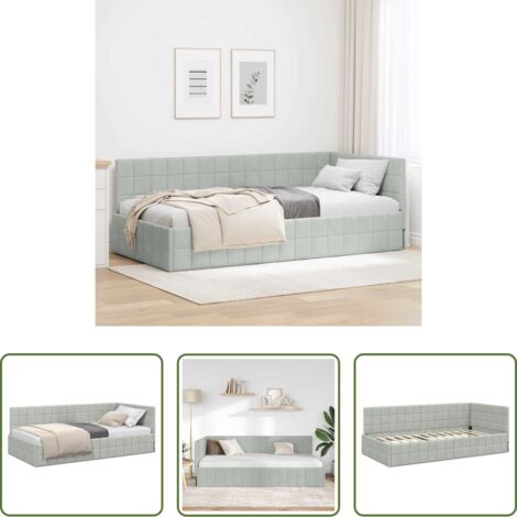 vidaXL Design moderno -  Cornice del letto ad angolo Grigio chiaro 100 cm x 200 cm
