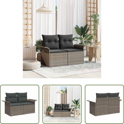 vidaXL Design moderno -  Divano da giardino Grigio 141 x 62 x 69cm polyrattan
