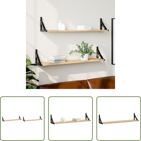 vidaXL Design moderno -  Mensole da parete 2 pz Rovere Sonoma 80x15x15,5 cm Legno ingegnerizzato