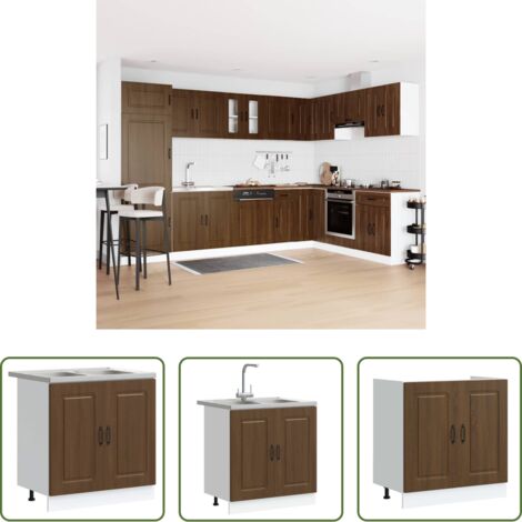 vidaXL Design moderno -  Mobile da cucina Kalmar Rovere Marrone 80 x 46 x 81,5 cm