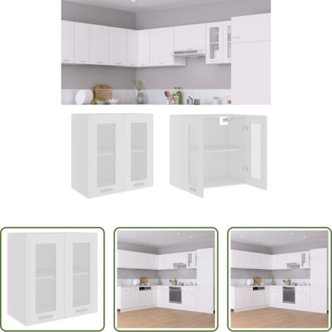 vidaXL Design moderno -  Mobile Pensile con Vetro “Lyon” Bianco 60x31x60 cm