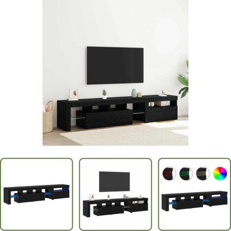vidaXL Design moderno -  Mobile TV con led 2 pcs Rovere Nero 200 x 36,5 x 40 cm