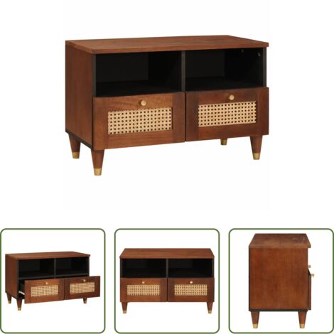 vidaXL Design Moderno -  Mobile TV Marrone 70 x 33,5 x 46 cm Legno di mango massello