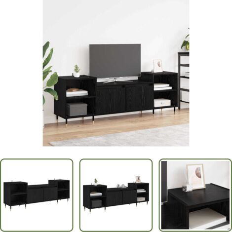 vidaXL Design moderno -  Mobile TV Rovere Nero 160 x 35 x 55 cm Legno multistrato