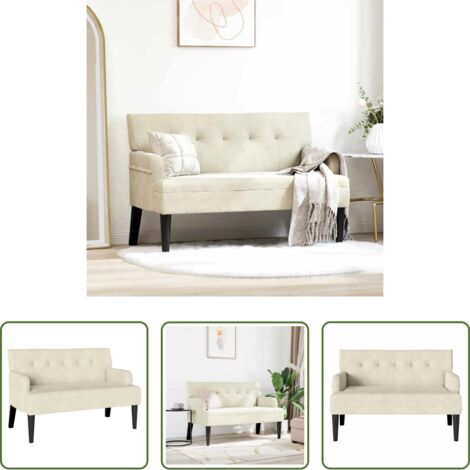 vidaXL Design moderno -  Panca Chesterfield Crema 112 x 65,5 x 75 cm Velluto