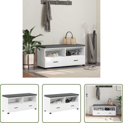 vidaXL Design moderno -  Panca per ingresso con cuscino Bianco 100 x 38 x 46 cm