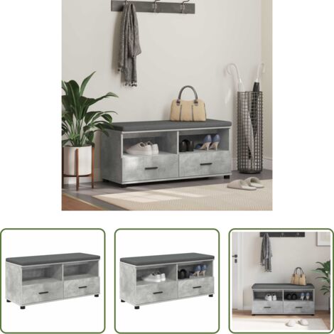 vidaXL Design moderno -  Panca per ingresso con cuscino Grigio Cemento 100 x 38 x 46 cm