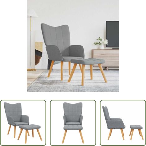 vidaXL Design moderno -  Poltrona Relax con Poggiapiedi Grigio Chiaro in Tessuto
