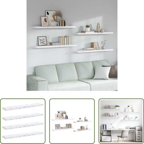 vidaXL Design moderno -  Scaffale da parete 4 pcs Marmo Bianco 120 x 23,5 x 4 cm