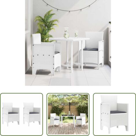 vidaXL Design moderno -  Sedia da Giardino 2 pcs Bianco 53 x 49 x 85 cm Polipropilene