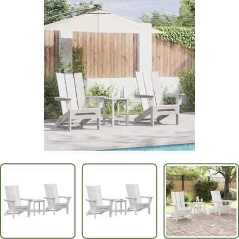 vidaXL Design moderno -  Sedia da Giardino 3 pcs Bianco 80.5 x 74.5 x 92 cm Polietilene