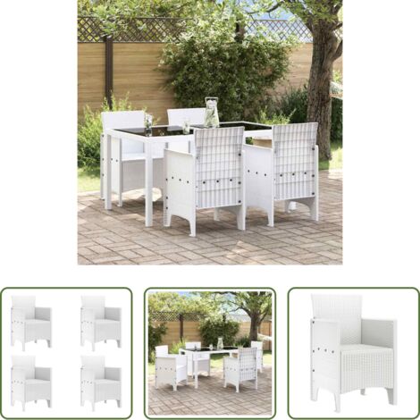 vidaXL Design moderno -  Sedia da Giardino 4 pcs Bianco 53 x 49 x 85 cm Polipropilene