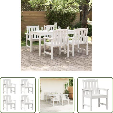 vidaXL Design moderno -  Sedia da Giardino 4 pcs Bianco 65.5 x 59 x 88 cm Polietilene