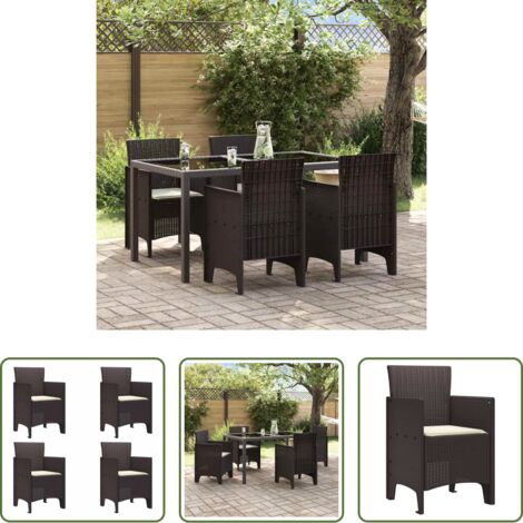 vidaXL Design moderno -  Sedia da Giardino 4 pcs Marrone 53 x 49 x 85 cm Polipropilene