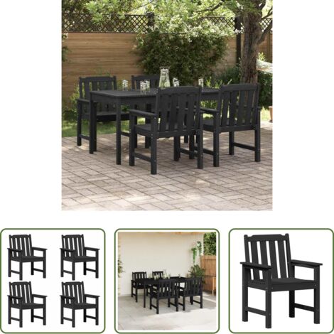 vidaXL Design moderno -  Sedia da Giardino 4 pcs Nero 65.5 x 59 x 88 cm Polietilene