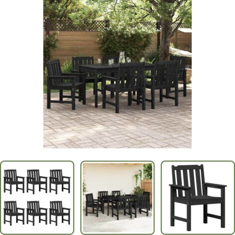 vidaXL Design moderno -  Sedia da Giardino 6 pcs Nero 65.5 x 59 x 88 cm Polietilene
