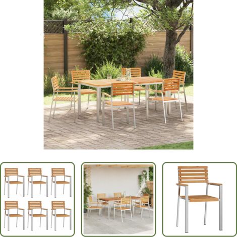 vidaXL Design moderno -  Sedia da Giardino 6 pcs Olio Naturale Legno di teak solido