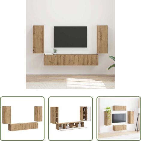 vidaXL Design moderno -  Set di Mobiletto da TV a Parete 4 pcs Rovere artigianale