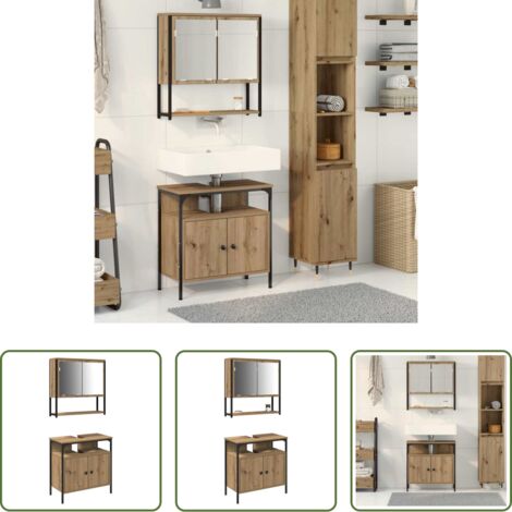 vidaXL Design moderno -  Set di mobili per il bagno 2 pcs Marrone Legno multistrato