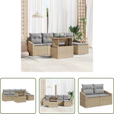 vidaXL Design moderno -  Set Divano da Giardino 6 pcs Beige e Grigio Chiaro polyrattan