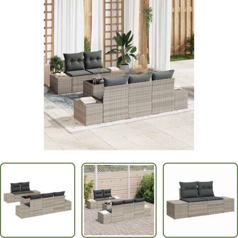 vidaXL Design moderno -  Set Divano da Giardino 6 pcs Grigio chiaro polyrattan