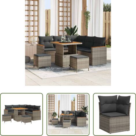 vidaXL Design moderno -  Set Divano da Giardino 8 pcs Grigio polyrattan