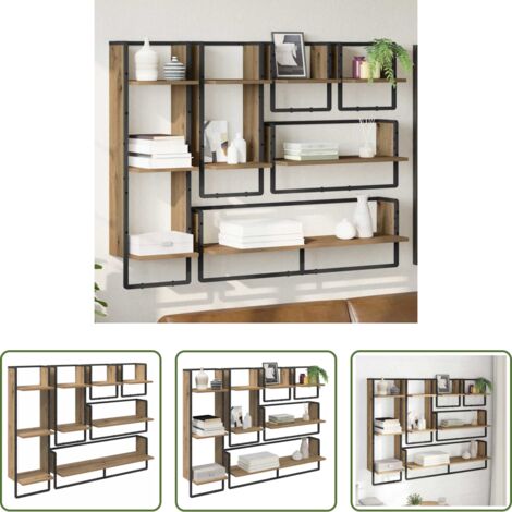 vidaXL Design moderno -  Set mensole da parete 6 pcs Rovere artigianale 100 x 25 x 30 cm
