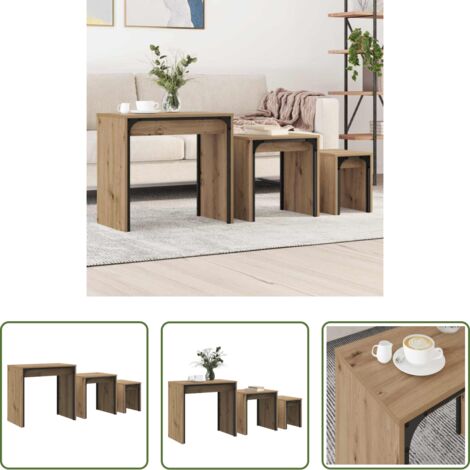 vidaXL Design moderno -  Tavolino da salotto 3 pcs Rovere artigianale Legno multistrato