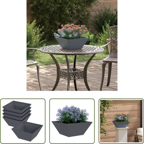 vidaXL Design moderno -  Vaso da giardino 5 pcs Antracite 35 x 35 x 15 cm