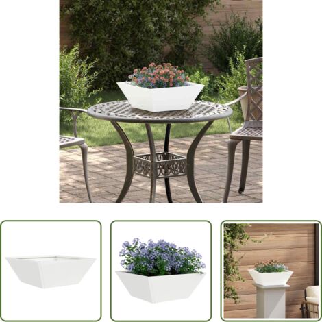 vidaXL Design moderno -  Vaso da giardino Bianco 40 x 40 x 15 cm