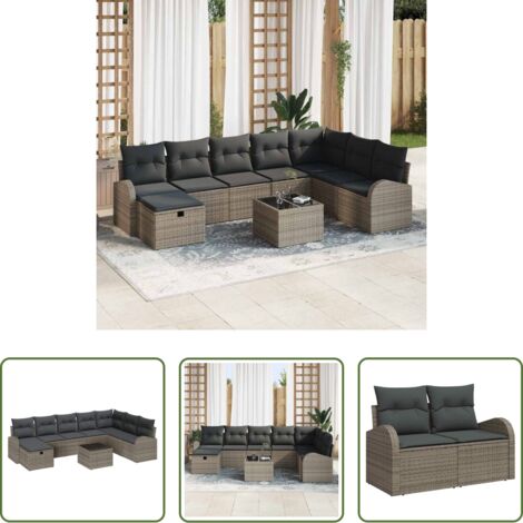 vidaXL Design modulare -  Set di divani con cuscino con archiviazione Grigio polyrattan