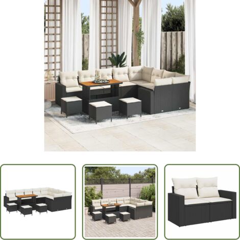 vidaXL Design modulare -  Set Divano da Giardino 13 pcs Nero polyrattan