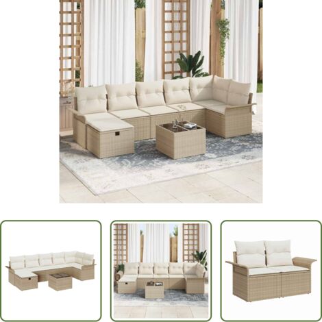 vidaXL Design modulare -  Set Divano da Giardino 8 pcs Beige e Crema polyrattan