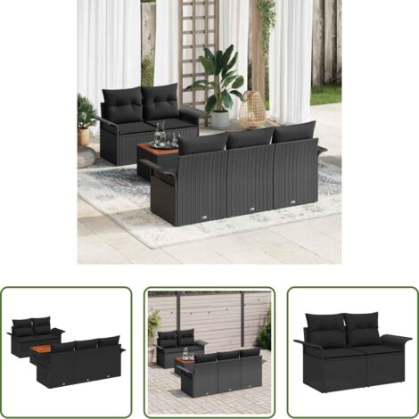 vidaXL Design modulare -  Set Divano da Giardino con archiviazione 6 pcs Nero polyrattan