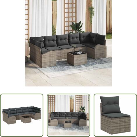 vidaXL Design modulare -  Set Divano da Giardino Grigio 55 x 55 x 37 cm polyrattan