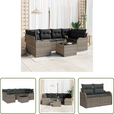 vidaXL Design modulare -  Set Divano da Giardino Grigio 55 x 55 x 37 cm polyrattan
