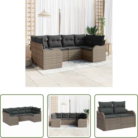 vidaXL Design modulare -  Set Divano da Giardino Grigio polyrattan