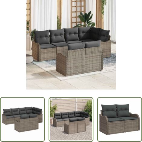 vidaXL Design modulare -  Set Divano da Giardino Grigio polyrattan