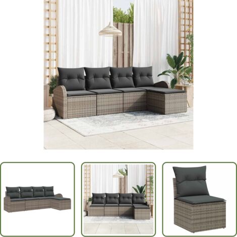 vidaXL Design modulare -  Set Divano da Giardino Grigio polyrattan