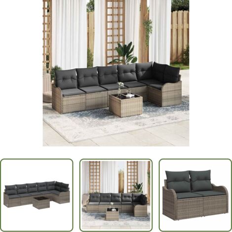 vidaXL Design modulare -  Set Divano da Giardino Grigio polyrattan