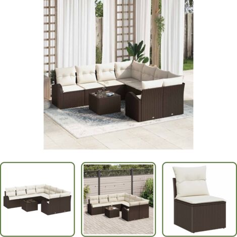 vidaXL Design modulare - Set Divano da Giardino Marrone 55 x 55 x 37 cm polyrattan