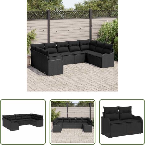 vidaXL Design modulare -  Set Divano da Giardino Nero polyrattan